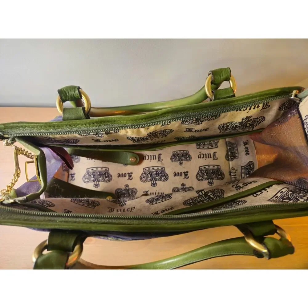 Vintage Y2K Juicy Couture Pet Dog/Cat Carrier Green & Blue Velour
